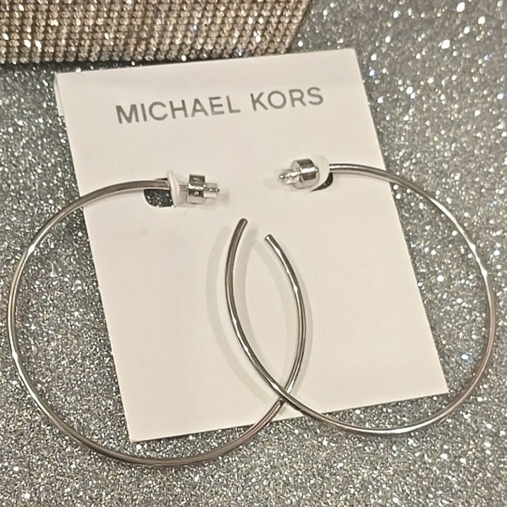 Michael Kors Silver Hoop Earrings - Picture 9 of 9